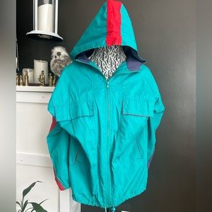 Teal Adjustable Zip-Up Windbreaker